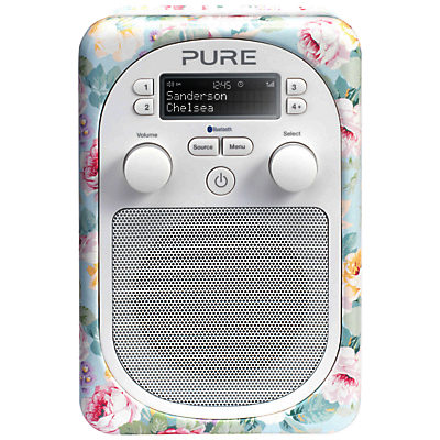 Pure Evoke D2 Mio DAB/FM Bluetooth Portable Digital Radio, Sanderson Print Chelsea